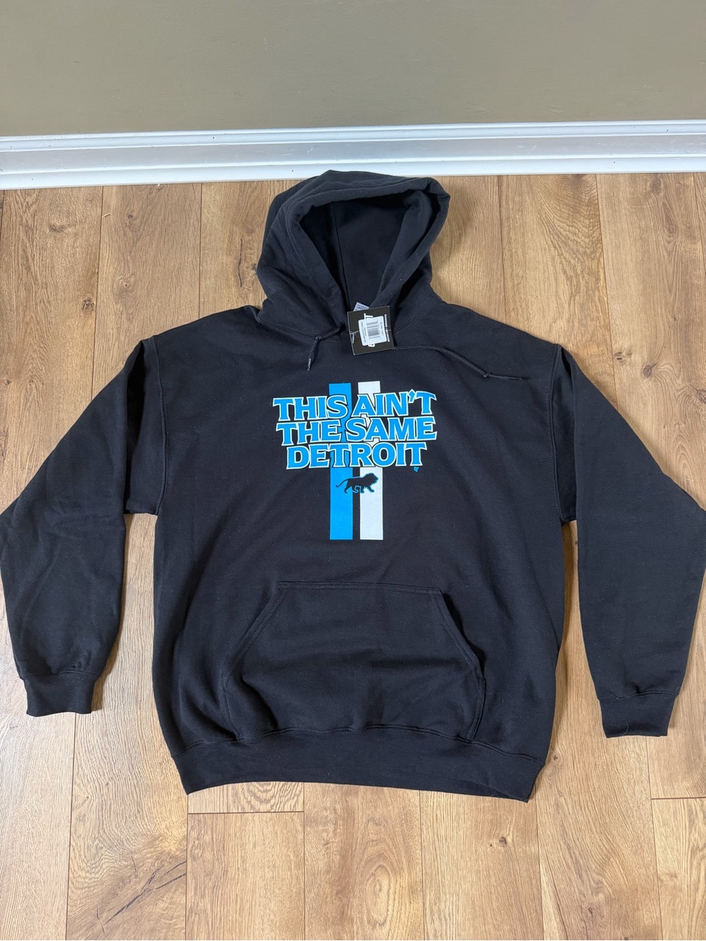 Detroit Lions Football Hoodie Men’s Pullover Size Large Black Blue White